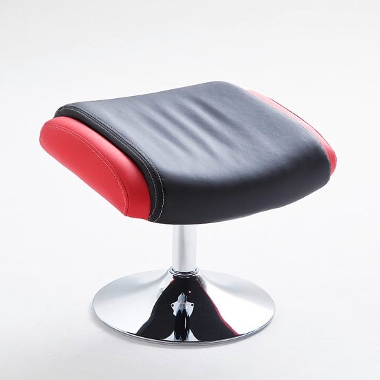 Liam Reclining Chair In Black And Red Faux Leather With Stool_10