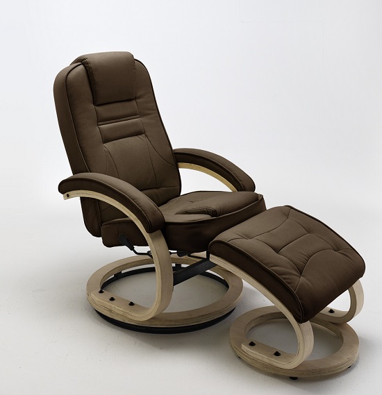 Read more about Detroit swivel relax chair brown leather and footstool