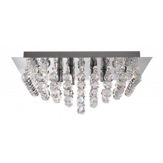 Photo of Hanna 8 lamp chrome square ceiling light with crystal balls