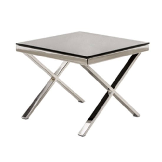 Read more about Zanti black glass top lamp table with chrome base