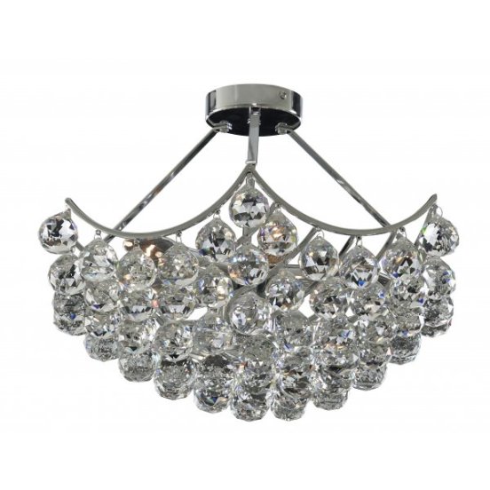 Photo of Sassari 5 lamp chrome ceiling light with crystal faceted spheres