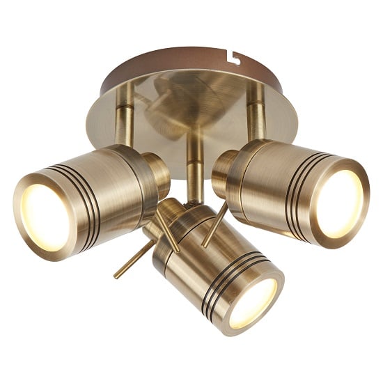 Read more about Striking three light antique brass bathroom spot plate