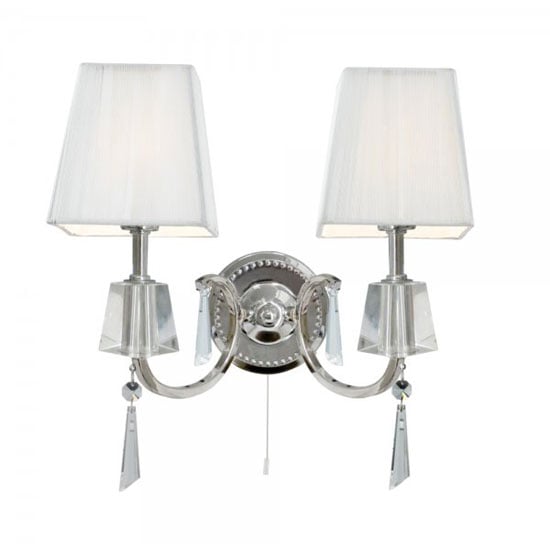 Portico Chrome 2 Light Wall Bracket With Crystal Drops