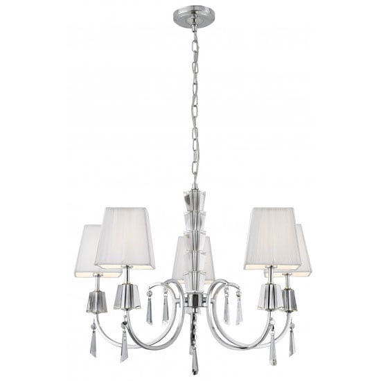 Portico Chrome 5 Light Fitting With Crystal Drops