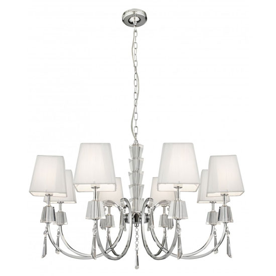 Photo of Portico chrome 8 light fitting with crystal drops