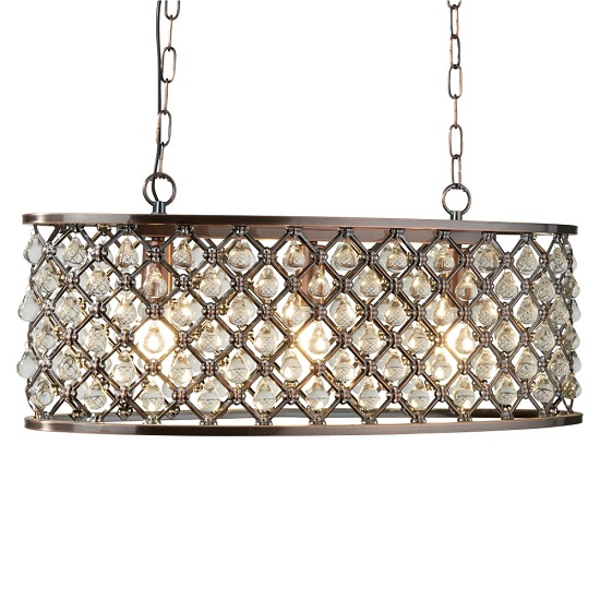 Read more about Marquise antique copper oval bar light with glass drop trim