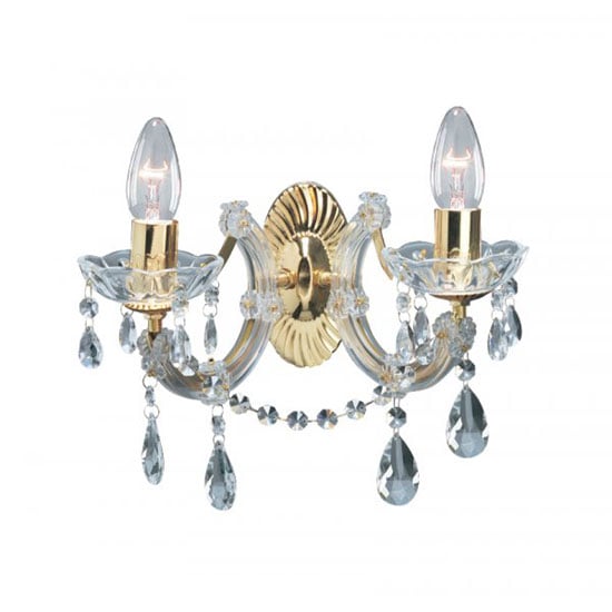 Read more about Marie therese 2 lamp crystal wall light with droplets