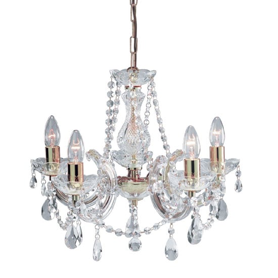 Photo of Marie therese chandelier ceiling 5 lights with octagonal droplet