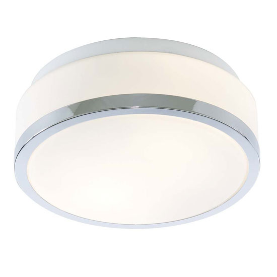 Read more about Bathroom drum shape chrome ceiling light with opal glass