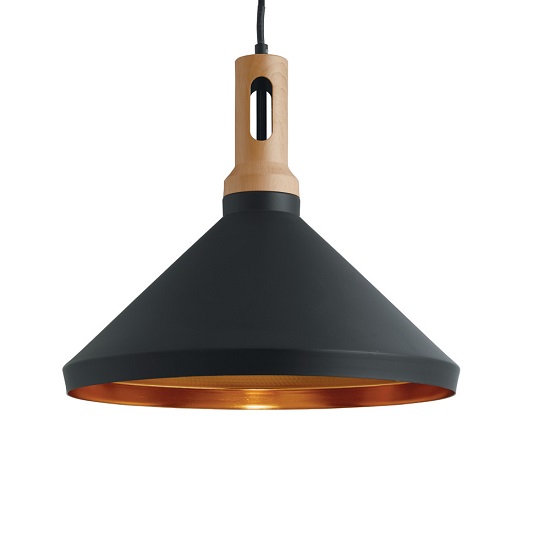 Product photograph of Cone Matt Black Pendant Lamp With Adjustable Ceiling Height from Furniture in Fashion