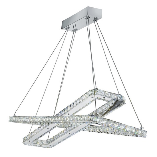 Product photograph of Sylvia Ceiling Pendant Rectangle In Chrome And Crystals Glass from Furniture in Fashion