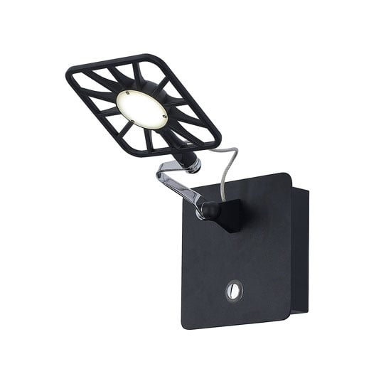 Read more about Led 1 lamp square head black wall light