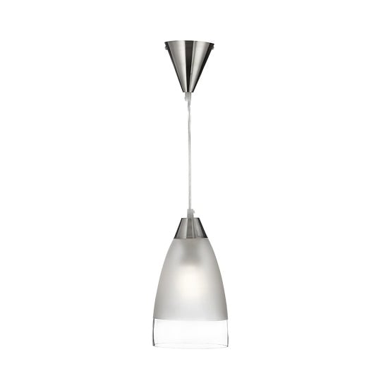 Domed Shaped Silver Finish Pendant Lamp With Glass Trim