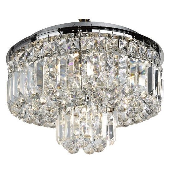 Vesuvius Chrome Five Light Fitting With Clear Crystal Coffin Dro