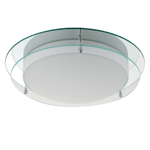 Chrome Flush Fitting With Mirror Backplate And Opal Glass