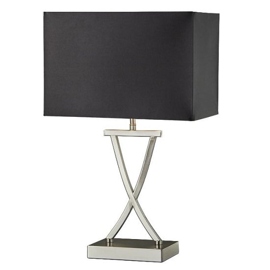 Cross Satin Silver Table Lamp With Drum Shade