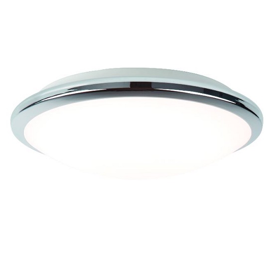 Photo of Chrome bathroom ceiling led lamp in frosted glass shade