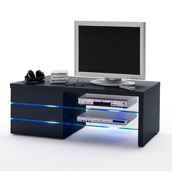 8068 15 Sonia TV Stand MCA - Sonia High Gloss TV Stand In Black With LED Light