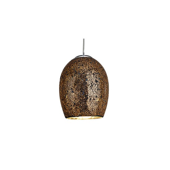 Crackle Bronze Mosaic Glass Dome Fitting With Satin Silver Trim