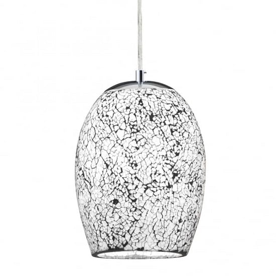 Read more about Crackle white mosaic glass celing lamp with chrome trim