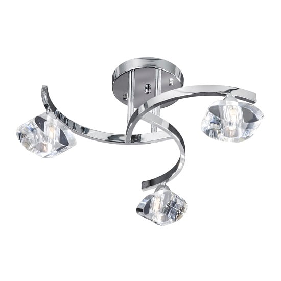 Photo of Sculptured ice chrome three celing curved semi flush light