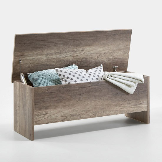 Paco Wild Oak Finish Ottoman Storage Box 22599 Furniture in