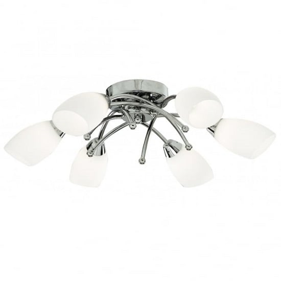 Product photograph of Opera Opal Glass Shades Six Celing Light In Chrome Finish from Furniture in Fashion