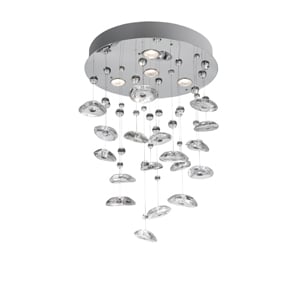 Pebbles Chrome 4 Light Pendant With Oval Clear Crystal Droplets