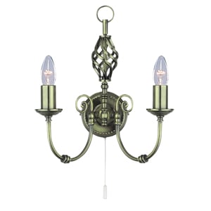 Read more about Zanzibar antique brass 2light with ornate twisted column