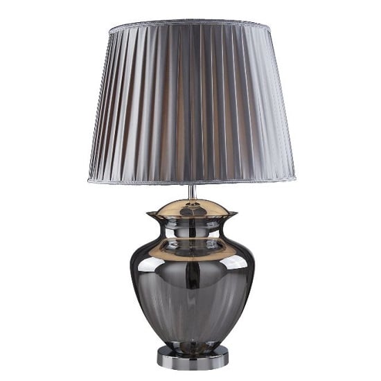 Urn Chrome Table Lamp With Smoked Glass And Pleated Shade