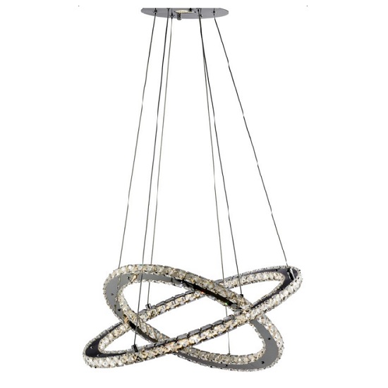 Read more about Clover twin ring ceiling pendant in polished chrome and crystal