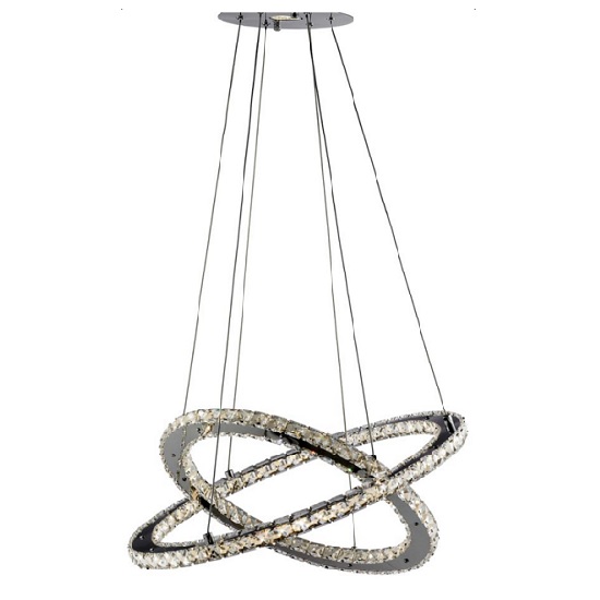 Product photograph of Clover Twin Ring Ceiling Pendant In Polished Chrome And Crystal from Furniture in Fashion