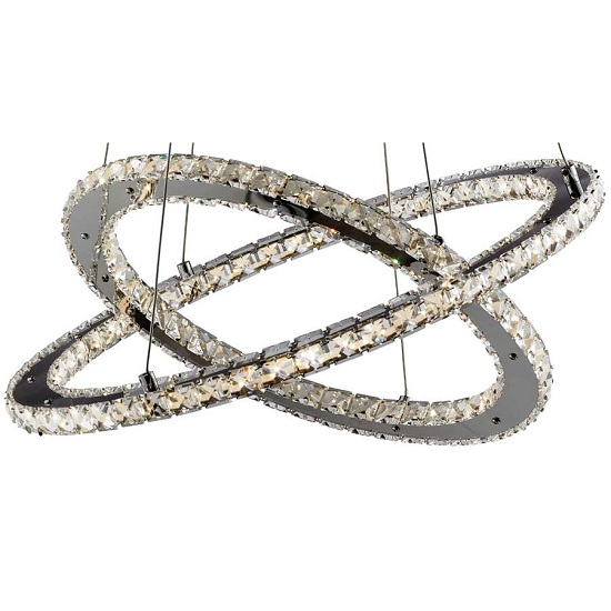 Clover Twin Ring Ceiling Pendant In Polished Chrome And Crystal_2