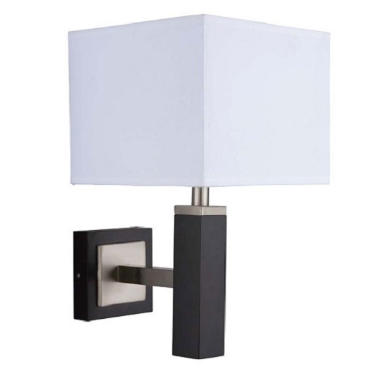 Read more about Waverley dark wood finish wall lamp with square fabric shade