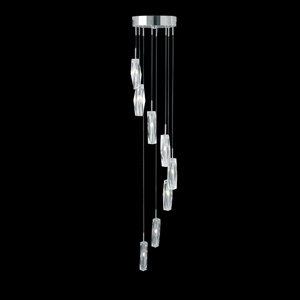 Sculptured Ice Chrome Finish Halogen 8 Light Pendant