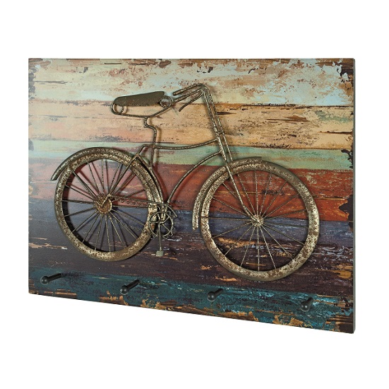 Swinton Wall Mounted Coat Rack In Vintage With 4 Black Hooks_3