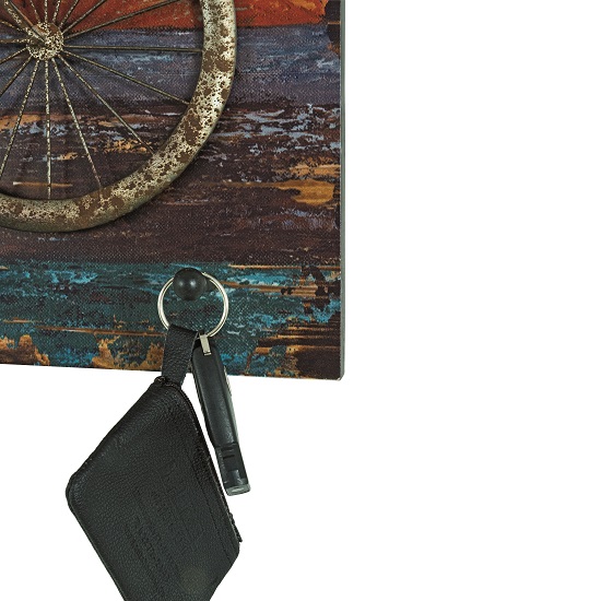 Swinton Wall Mounted Coat Rack In Vintage With 4 Black Hooks_2