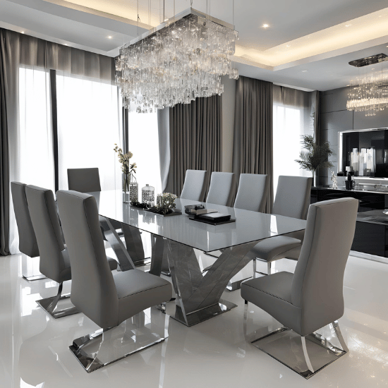 8 Seater Glass Dining Table Sets UK