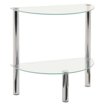 2T Half Moon Glass Table In Clear With Chrome Frame