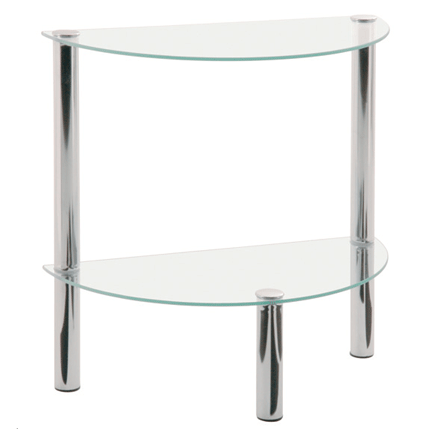 Photo of 2t half moon glass table in clear with chrome frame