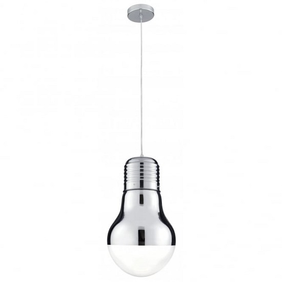 Neo Chrome Bulb Shape Pendant Light With Clear Glass