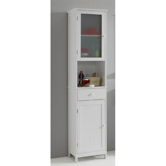 sweden1 free standing tall bathroom cabinet in white 13553