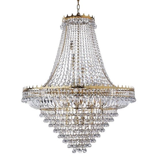 Versailles Gold 19 Light Chandelier Trimmed With Crystal
