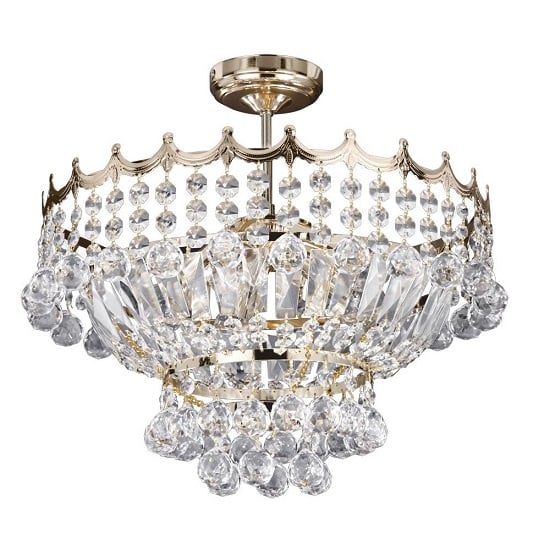 Versailles Gold Five Light Fitting Trimmed With Crystal