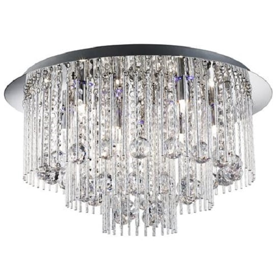 Beatrix Chrome Blue Led Ceiling Light With Crystal Drops