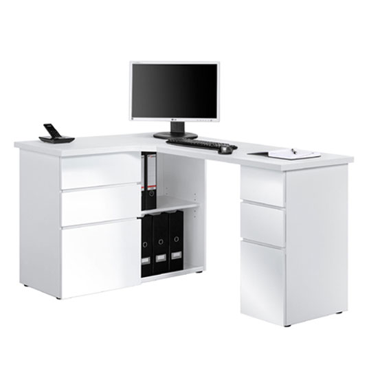 Oxford Ice White Finish Corner Computer Desk Furniture In Fashion