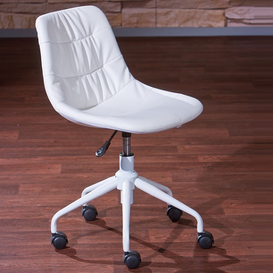 Cyrus Modern Swivel Office Chair In White With Rollers