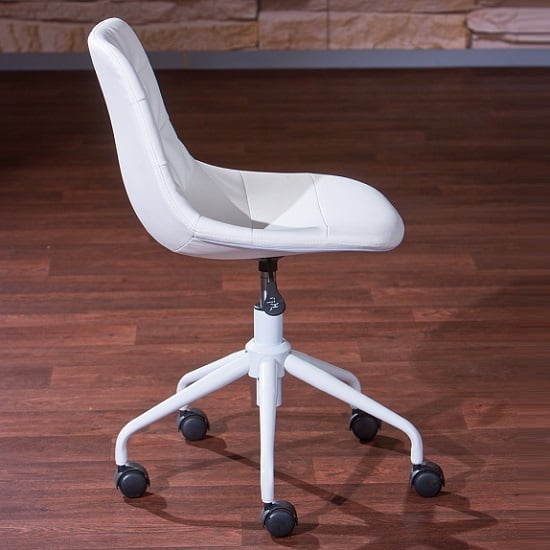 Cyrus Modern Swivel Office Chair In White With Rollers_2