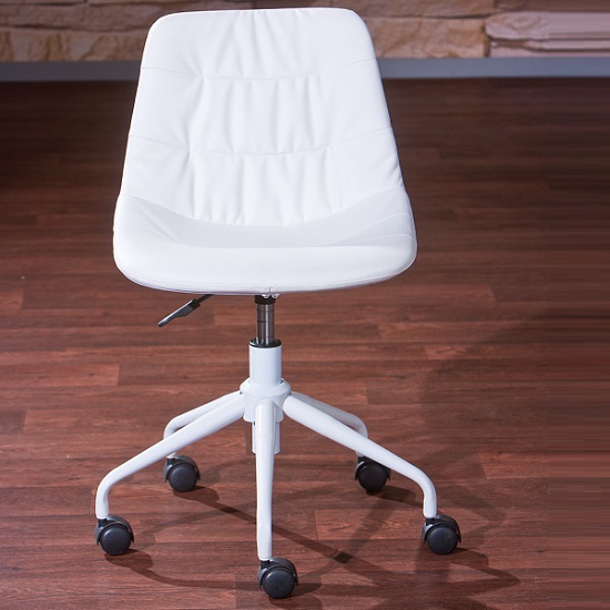 Cyrus Modern Swivel Office Chair In White With Rollers_4