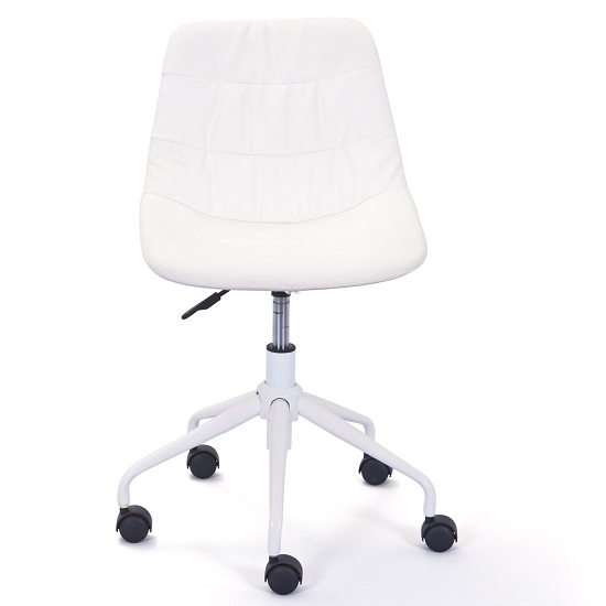 Cyrus Modern Swivel Office Chair In White With Rollers_9